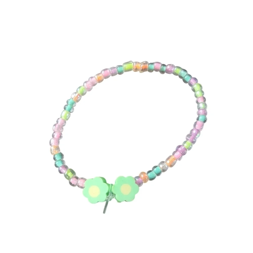 Colorful Beaded Bracelet with Flower Charm